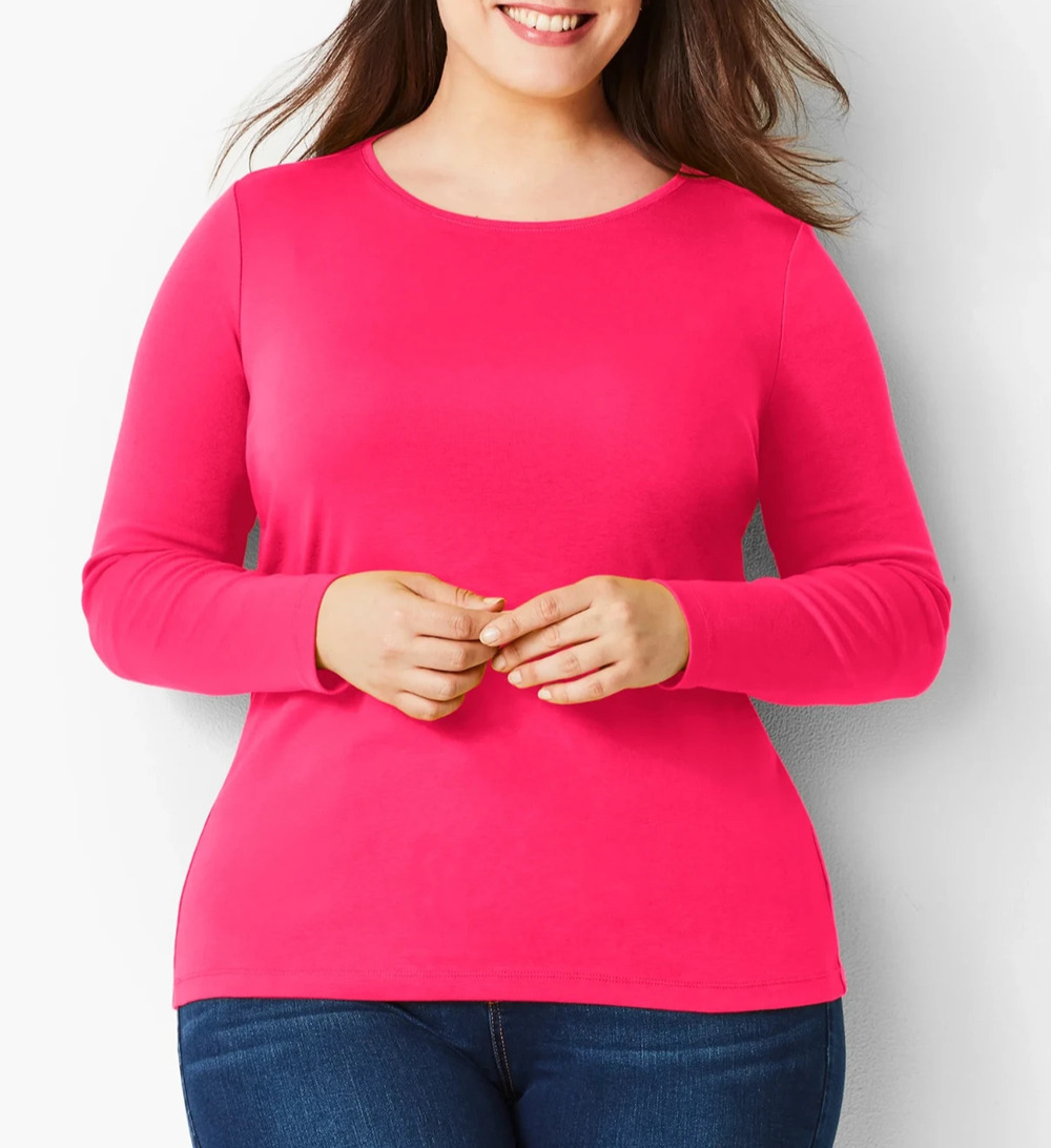 Talbots Womens Long Sleeve Pink Pima Cotton blend Top Size 3X A010582